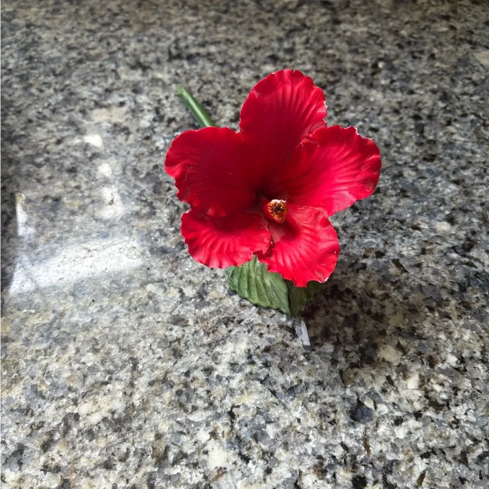 Vintage Capodiment Fabar Vibrant Red Hibiscus Flower made in Italy